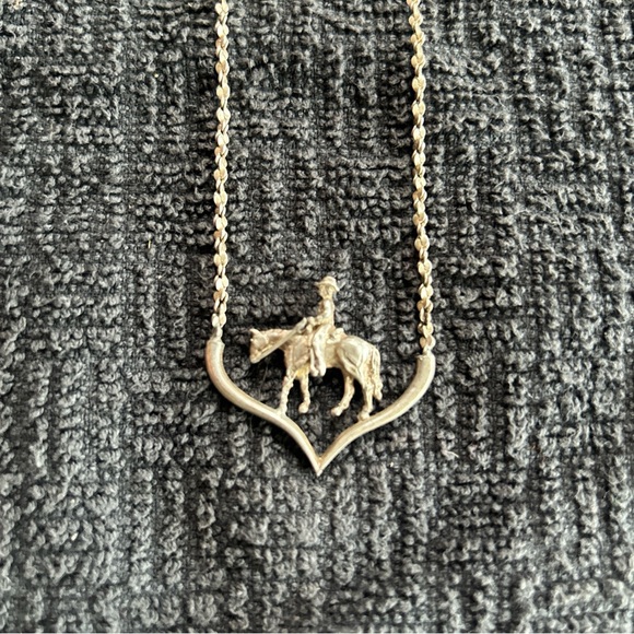 Sterling Silver Western Pleasure Horse Necklace - Picture 6 of 7